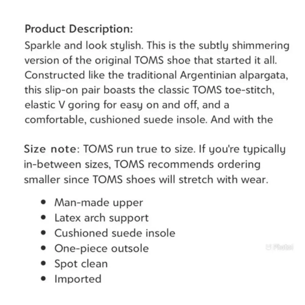 Toms womens original description